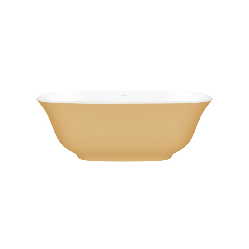 Amiata 59.75" x 28.625" Freestanding Soaking Bathtub with Void, Matted White, Yellow Gray - Matte