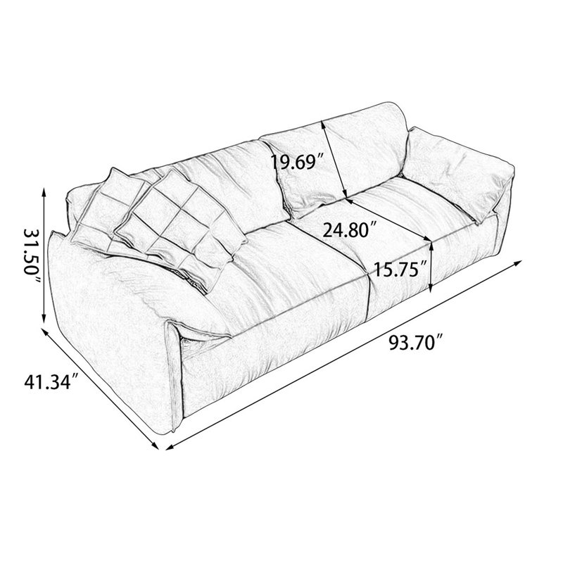 Coussin de canapé modulaire en polyester vert, H 31,5 po x l 93,7 po x P 41,34 po, Vert