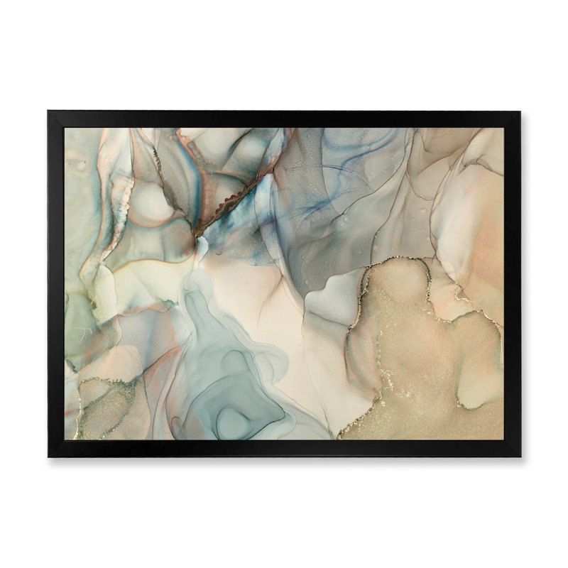 «Gray Tender Liquide Art I», reproduction sur toile, H 12 po x l 20 po x P 1 po, Cadre noir
