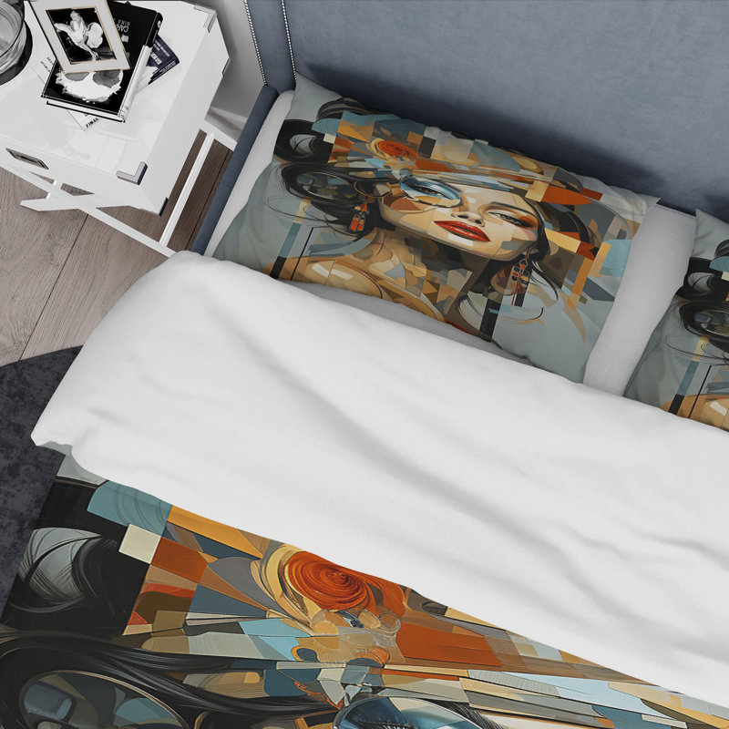 Ensemble de housse de couette Glam Harmonious Cubist Woman Portrait I - Fashion
