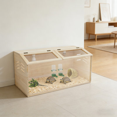 31.5" X 15.75" X 15.75" Brooder Box Paulownia Wood Indoor Brooder For Chicks With Automatic Water Feeders And Lighting Lamp Compatible For Small Animals