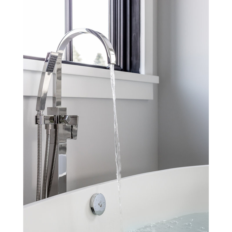 Secant Free Standing Exposed Tub and Hand Shower Set, Forever Brass (PVD)