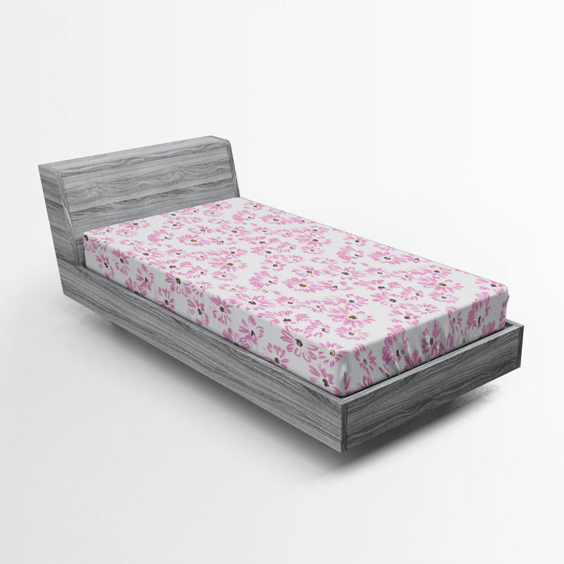 Microfiber Fitted Sheet, Twin Fitted Sheet, Floral 1