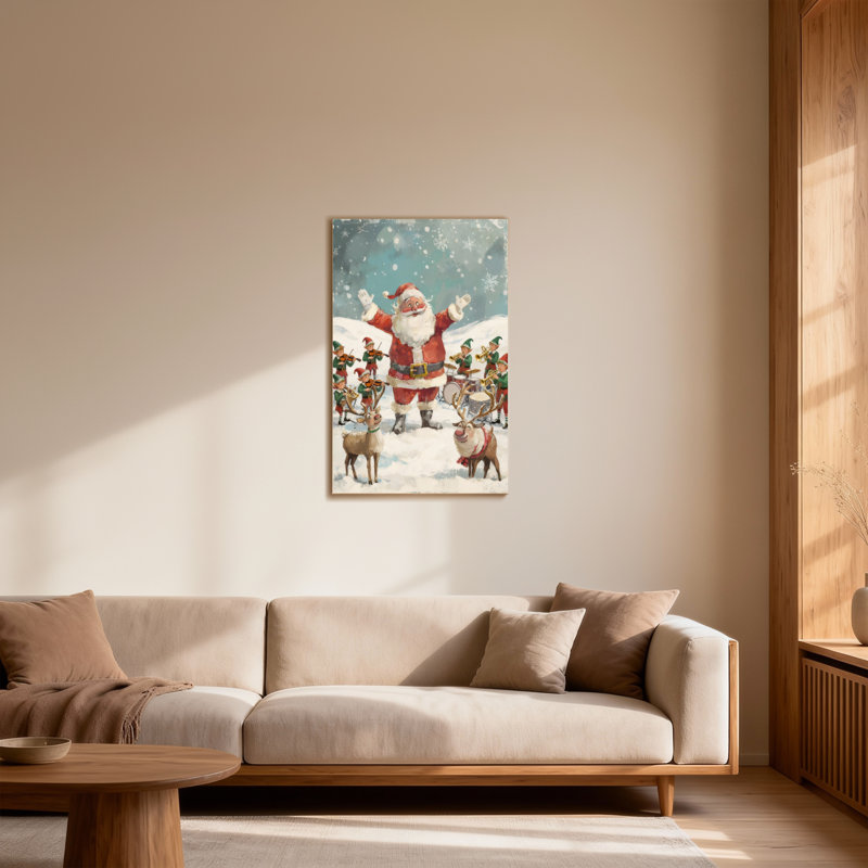 Noël, père Noël, renne, elfes, flocons de neige, scène de Noël, H 36 po x l 24 po