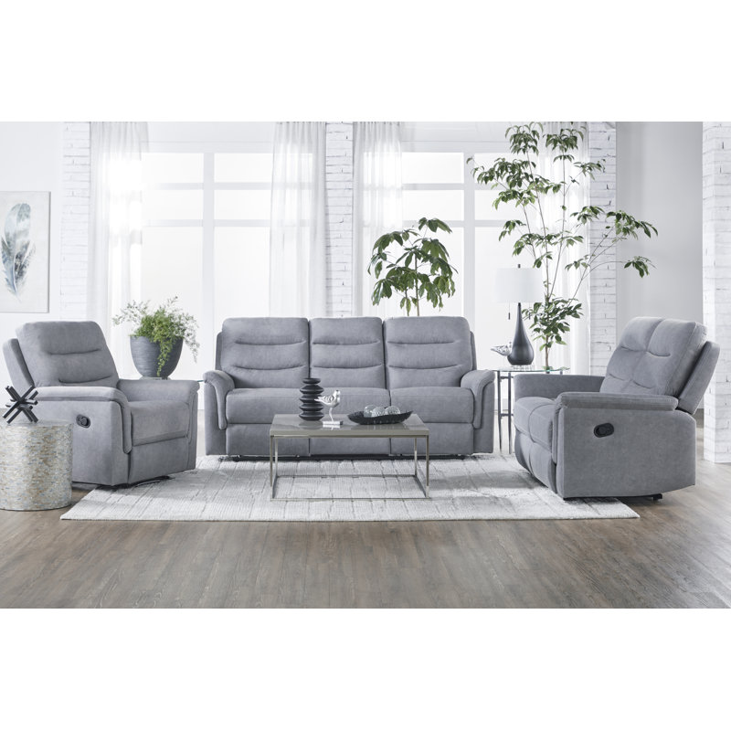 Wadesboro Upholstered 65'' Reclining Loveseat, Gray Microfiber/Microsuede