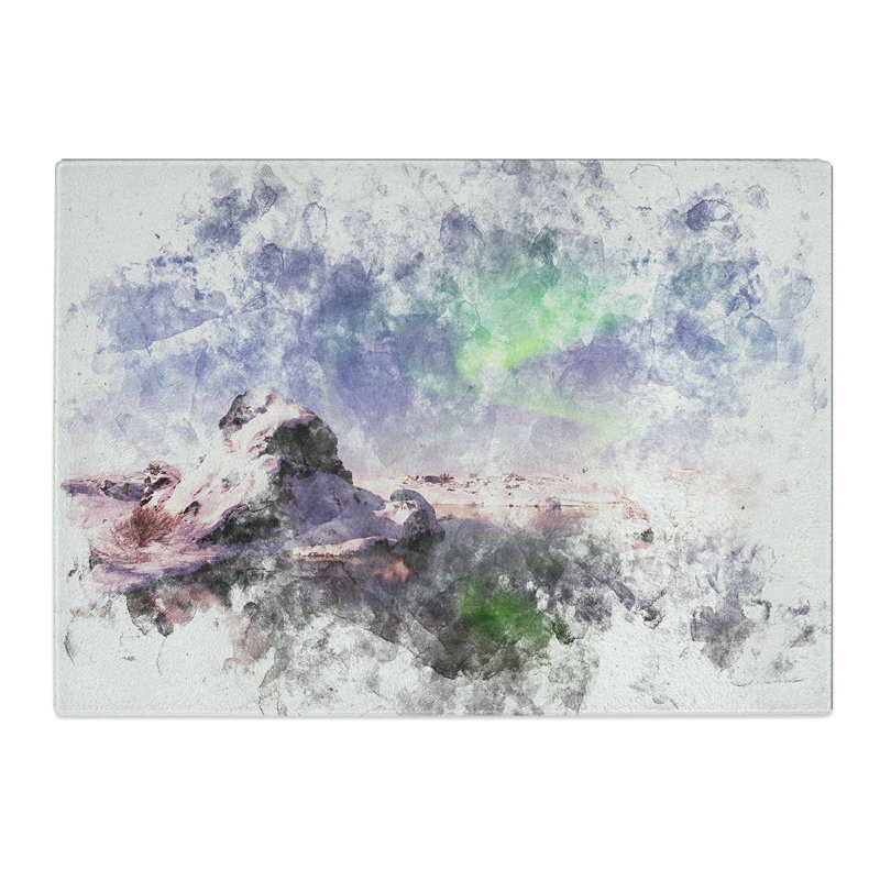 Tempered Glass Northern Lights Aurora Borealis Chopping Board, 28.5 cm x 39 cm