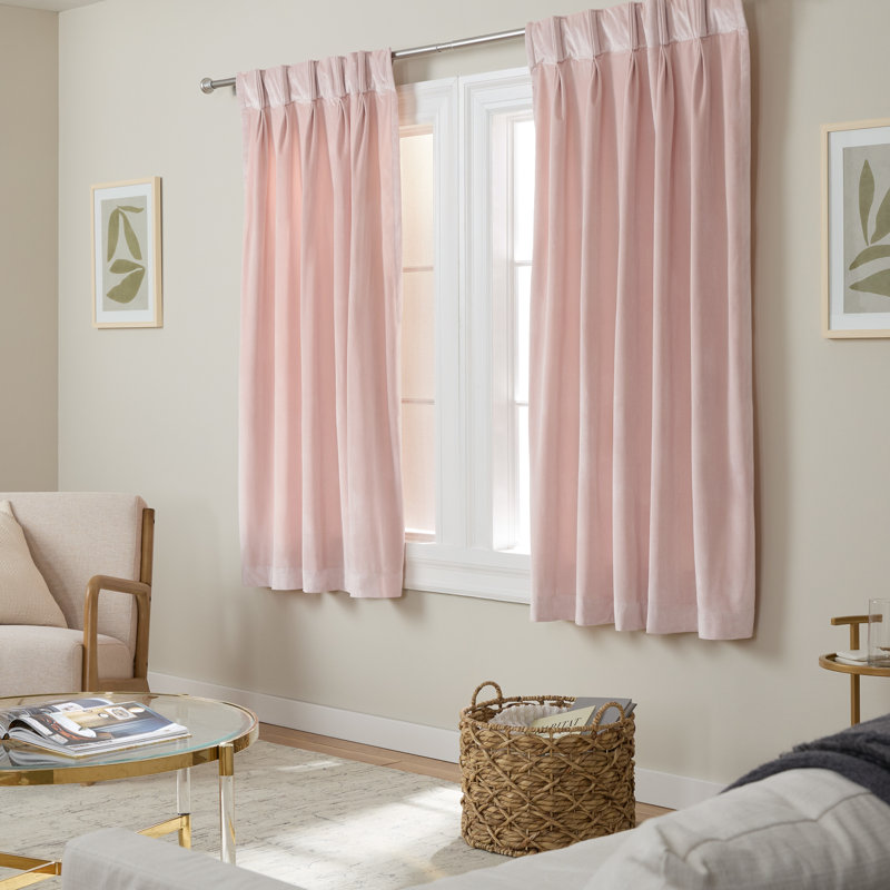 Donna Room Darkening Curtain Pair, Blush Pink, 27"W x 63"L