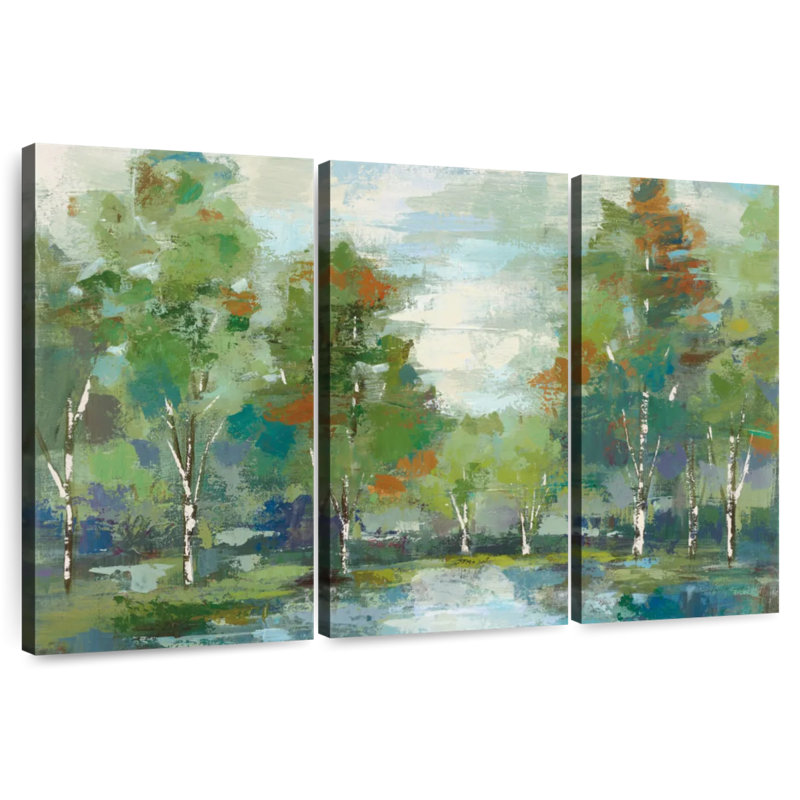 Avery, forêt, aube, turquoise, H 24 po x l 38 po