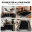 Tapis noir antidérapant à bordure rayée lavable à la machine-36957599