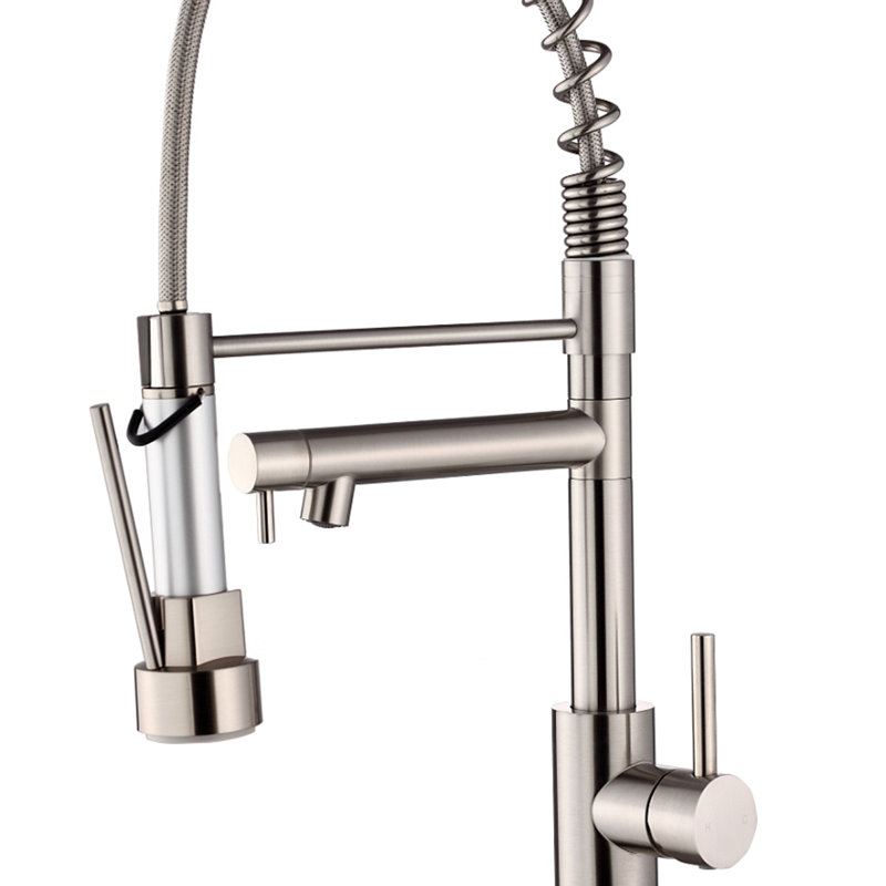 Kitchen Faucet With Pull Down Sprayer, Touch On Single Handle 2- Function Stainless Steel Spring Neck, Single Hole Installation For Residential, Commercial, RV, Bar & More