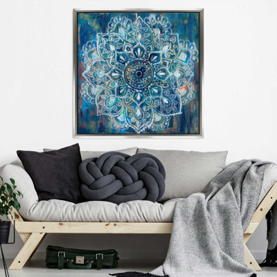 "Mandala in Blue II" by Danhui Nai Print on Canvas in a  Floater Frame