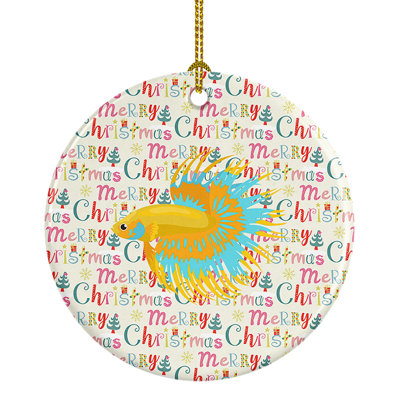 Crowntail Betta Christmas Ceramic Ornament