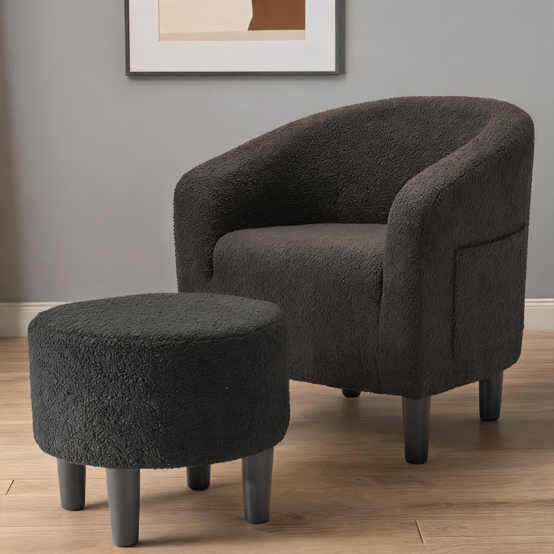 Chaise d'appoint avec repose-pieds, Noir