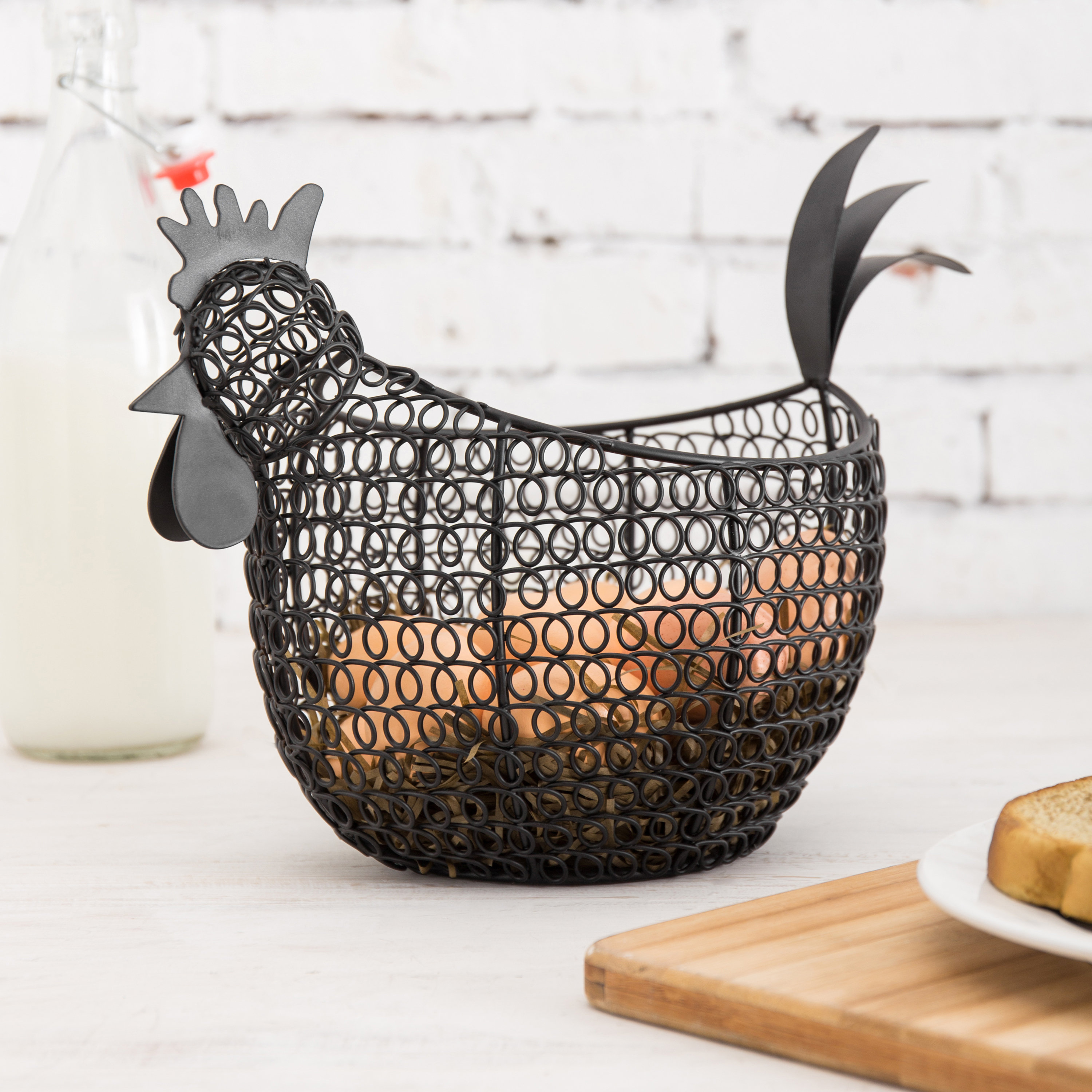 Gracie Oaks Farmhouse Metal Wire Egg Storage Basket & Reviews | Wayfair