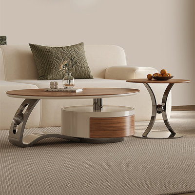 Modern creative oval solid wood coffee table