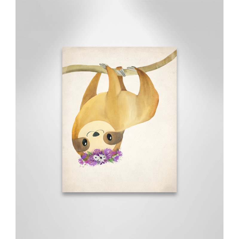 Sloth floral 2, H 14 po x l 11 po x P 1,5 po, Toile