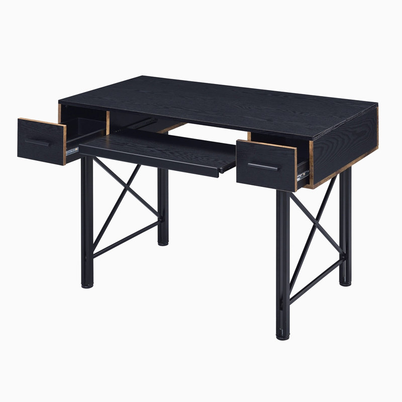 Bureau d'ordinateur avec plateau à clavier, Noir, noir, noir, noir