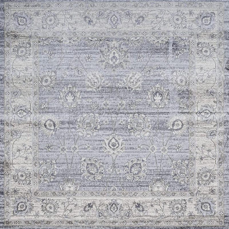 Tapis persan moderne moderne gris clair traditionnel marocain, Carré 6 pi 7 po