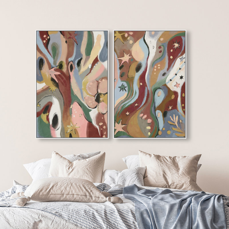Modern Folk Set Set by Oliver Gal, 110"H x 74"W, White Floater Frame