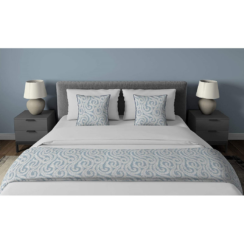 Petya Rayon Geometric Shapes Bedspread, Wedgewood Blue