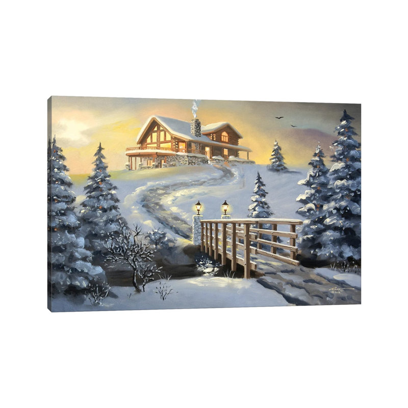 Big Cabin With Bridge by D. "Rusty" Rust - Wrapped Canvas Gallery-Wrapped Canvas Giclée