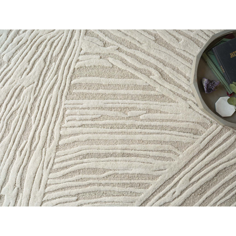 Entro hand-tufted New Zealand Wool Sage Green/Ivory Area Rug, Beige/Ivory, Rectangle 12' x 15'