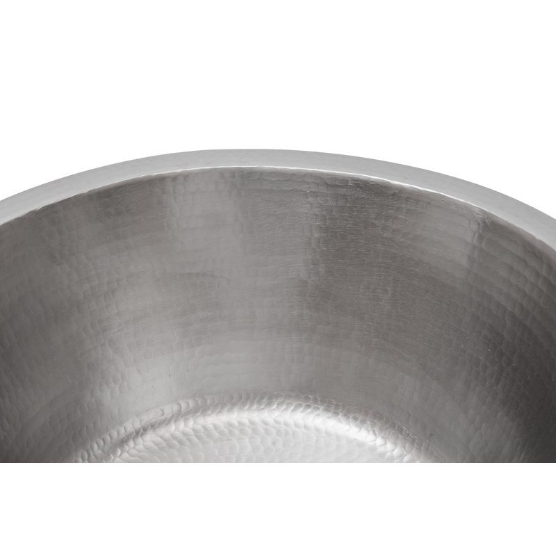 16" Round Hammered Copper Bar Sink in Nickel w/ 2" Drain Opening