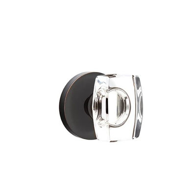 Emtek Privacy Interior Mortise Set w/ Disk Rosette & Windsor Glass Knob (RH)