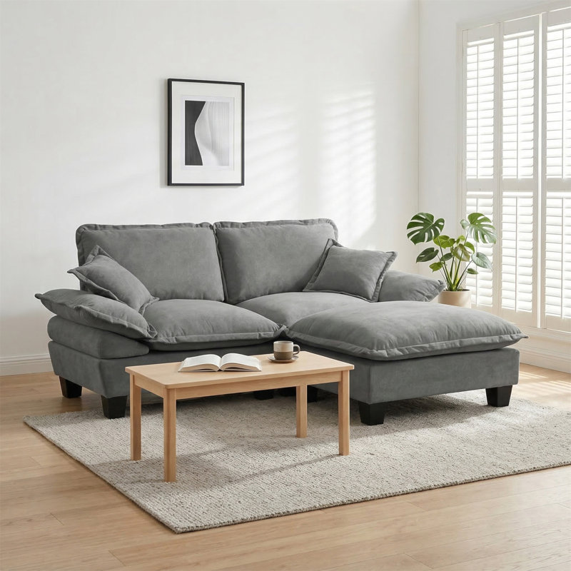 Canapé modulaire modulaire, canapé nuage avec conception de voilier, 1 repose-pieds mobile et 2 coussins moelleux inclus, chenille confortable pour le salon