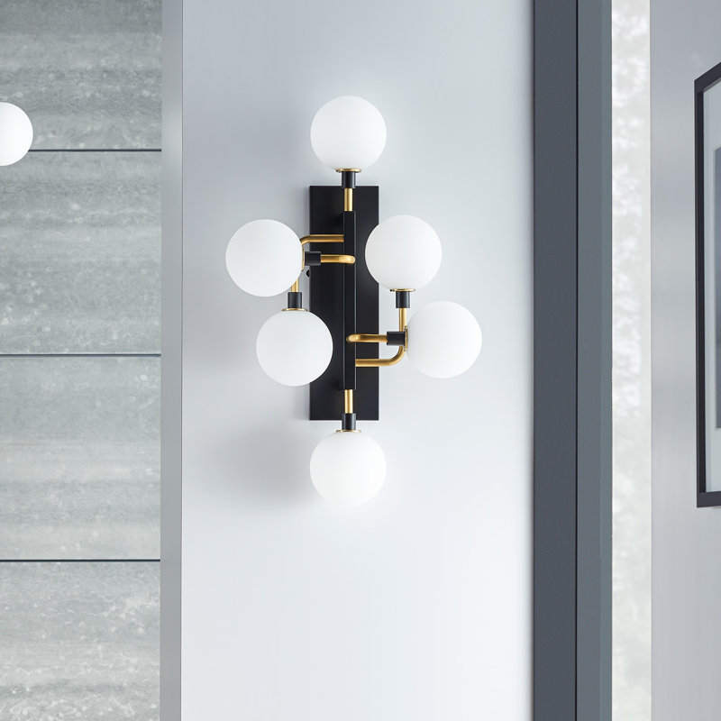 Viaggio 6 - Light LED Armed Sconce, Brass, Opal, Yes