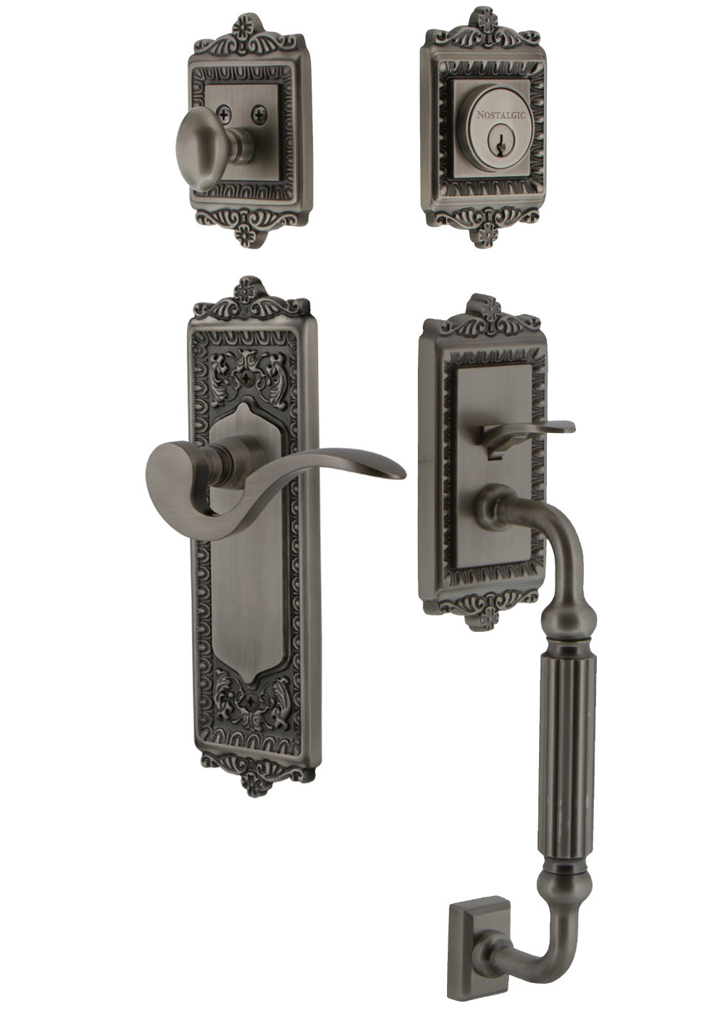 Nostalgic Warehouse Egg & Dart Door Deadbolt - Oil-Rubbed Bronze Single Cylinder Deadbolt Set