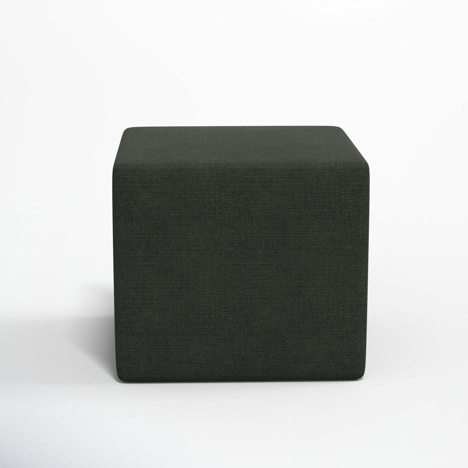 21" Linen Upholstered Ottoman, Linen Black Linen