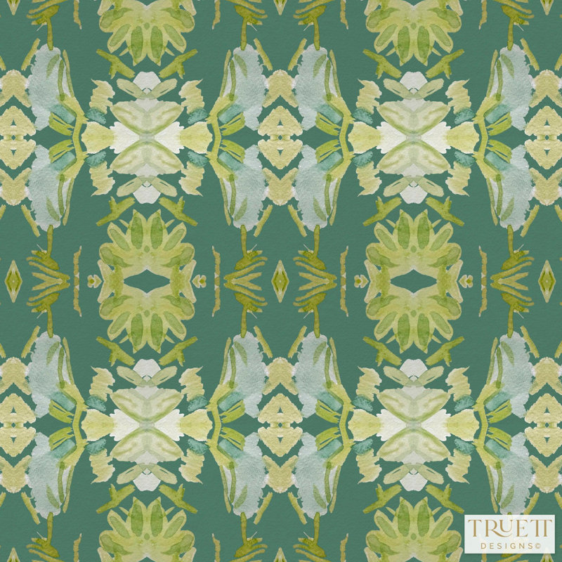 Wildflowers I Medium Repeat Wallpaper, Dark Green, Cellulose/Polyester