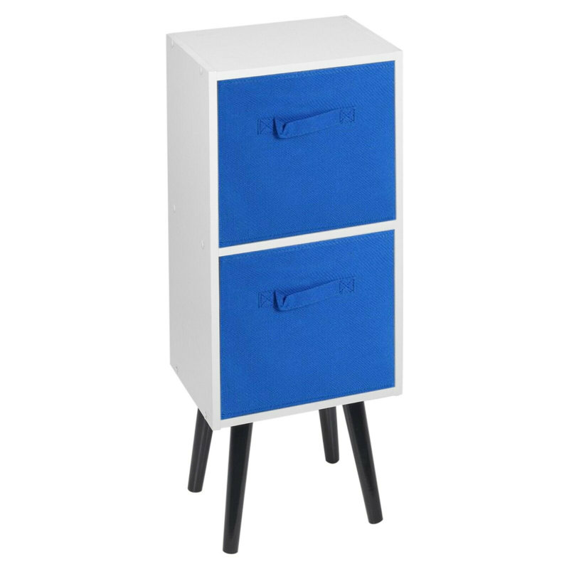 Melvyn 75cm H x 30cm W Wood Cube Bookcase, White/Dark Blue/Pine