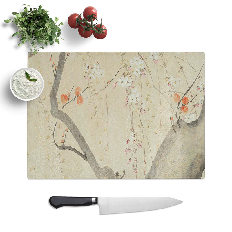 Glass Flowers of The Four Seasons Vol.1 by Sakai Hoitsu Chopping Board, 39 cm W x 28.5 cm L