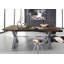 Iron Label Acacia Solid Wood Top Metal Base Dining Table-47530585-47530590