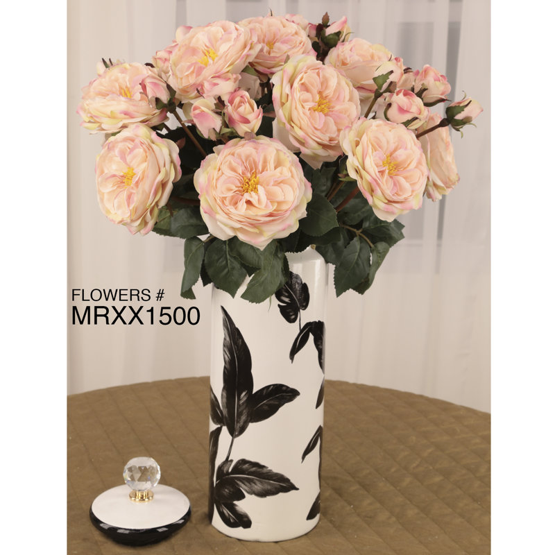 Ceramic Jar, Black/White, 16" H x 4.75" W x 4.75" D