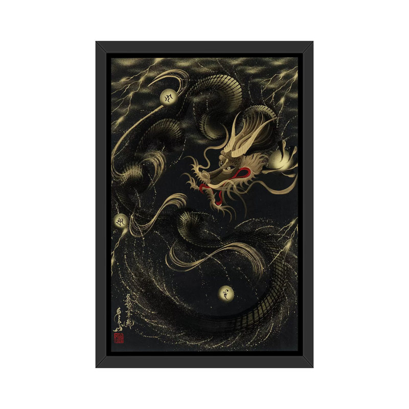 «Thunder Black Dragon» - reproduction, H 60 po x l 40po x P 1,5 po, Toile avec cadre noir