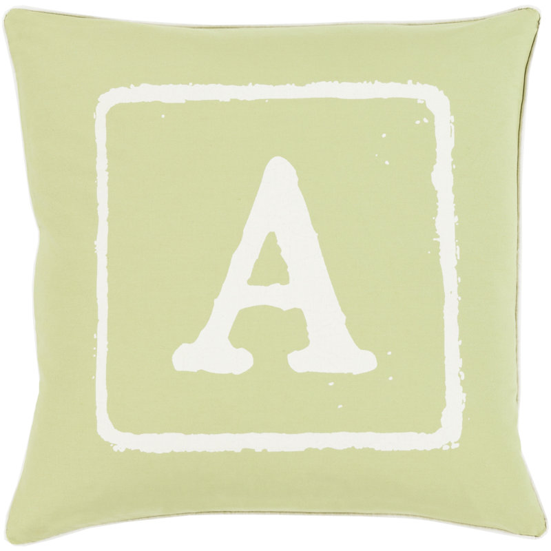  Cotton Throw Pillow, A, 18" x 18", Khaki/Teal