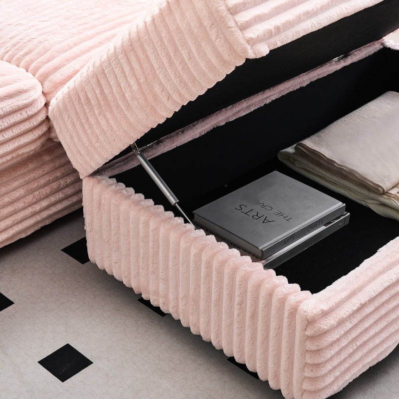 Fauteuil en velours côtelé 90,7 pouces de 90,07 pouces, pieds de rangement simples, quatre coussins, moderne pour la vie et le bureau, structure à ressorts, mousse à mémoire de forme avec support élastique pour la compression