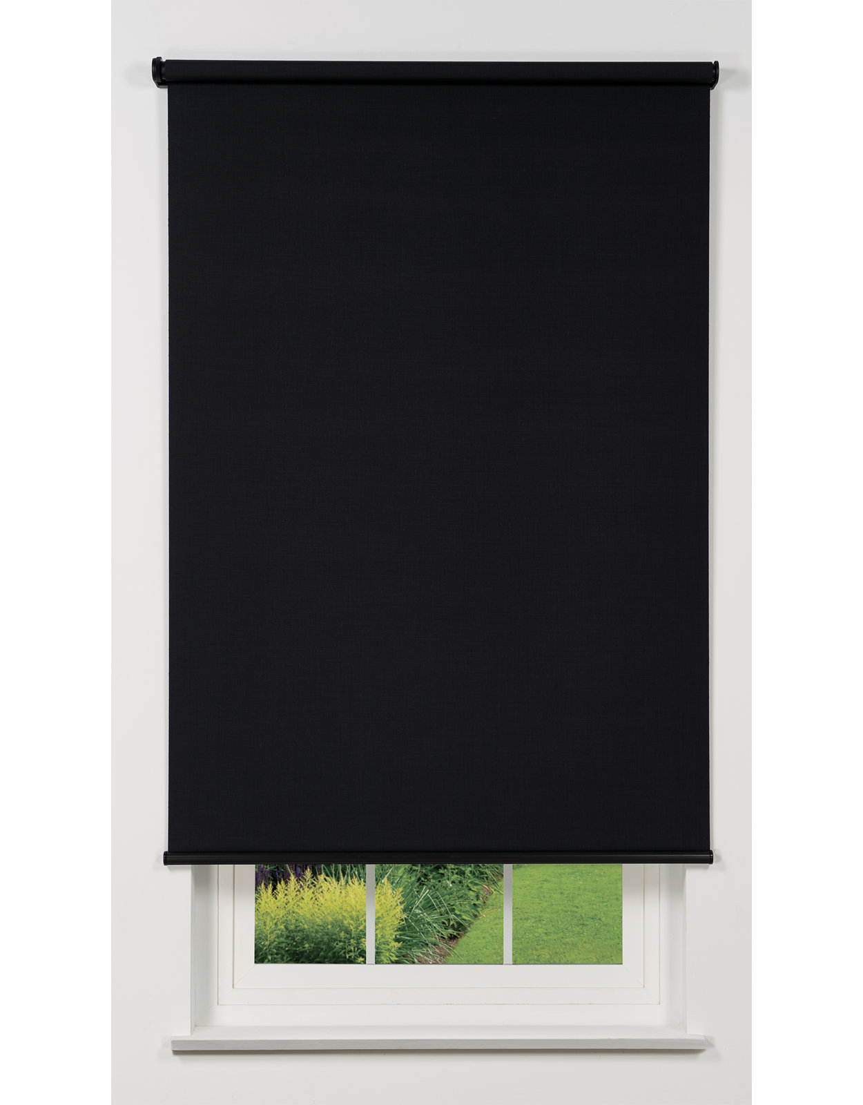 Cordless Semi Sheer Roller Shade, Black, 45.5"W x 78"L