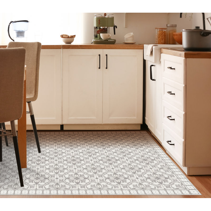 Emitt Vinyl Machine Printed Area Rug, Rectangle 5'3" x 7'10.5"