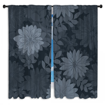 Motif de rideaux de fenêtre à motif floral transparent et obscurcissant - 2 panneaux