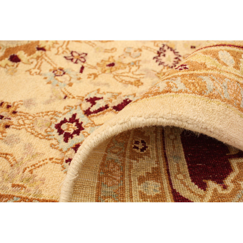 Ivoire Tapis décoratif en laine de conception unique noué à la main New Age de 6 pi 1 po x 9 pi