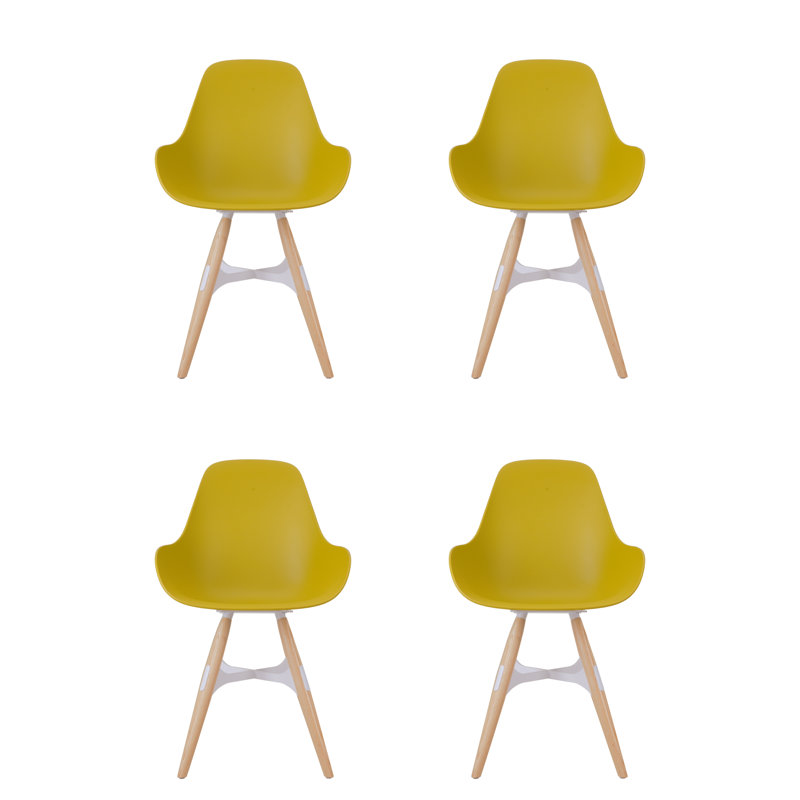 Zigzag Chairs - Set Of 4 -, Mustard, White