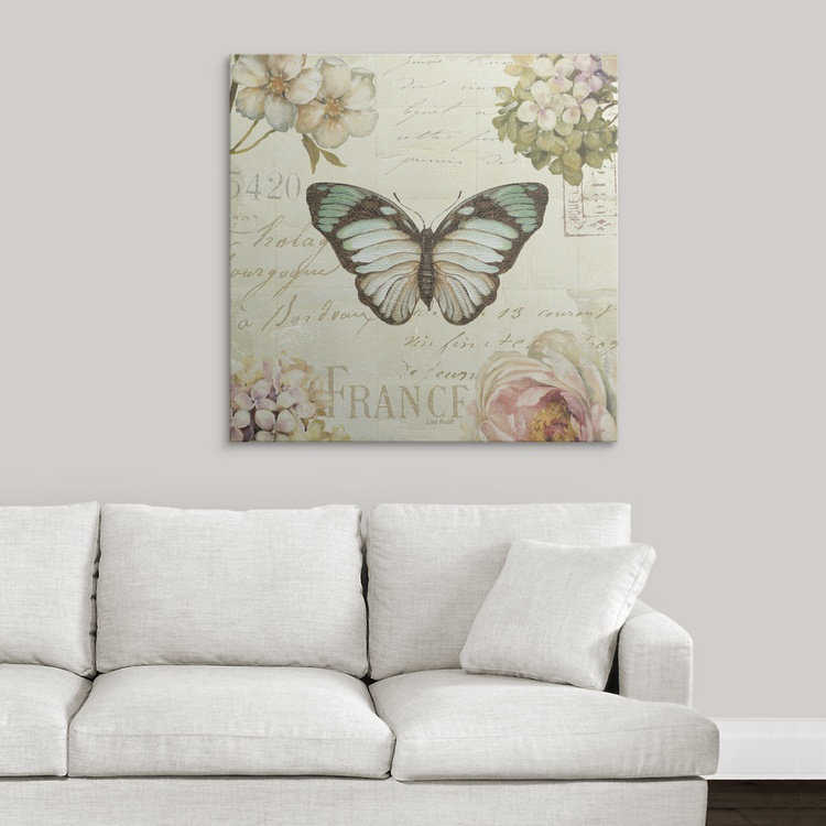 « marche aux fleurs papillon ii » par lisa audit, impression, H 35 po x l 35 po x P 1,5 po, Toile