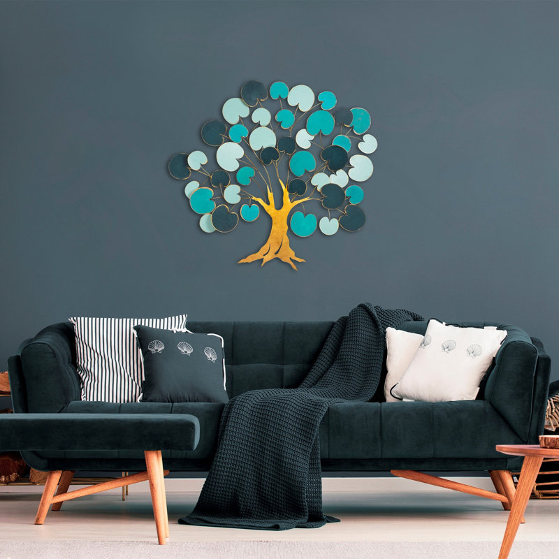 Nykeemah Hand-Painted Decorative Metal Wall Accessory, 43.3 x 41.3 inches | 100% Metal, Thickness: 0.06 inches | Unique Color Variations, Easy Wall Mount Design | Perfect for Living Room or Office Decoration