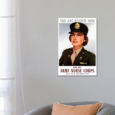 WWII Poster Of A Smiling Female Officer Of The US Army Medical Corps by Stocktrek Images - Wrapped Canvas Print
