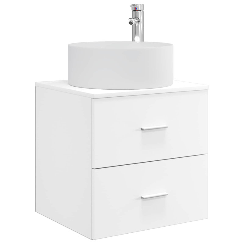 Single Bathroom Vanity with Ceramic Basin, White