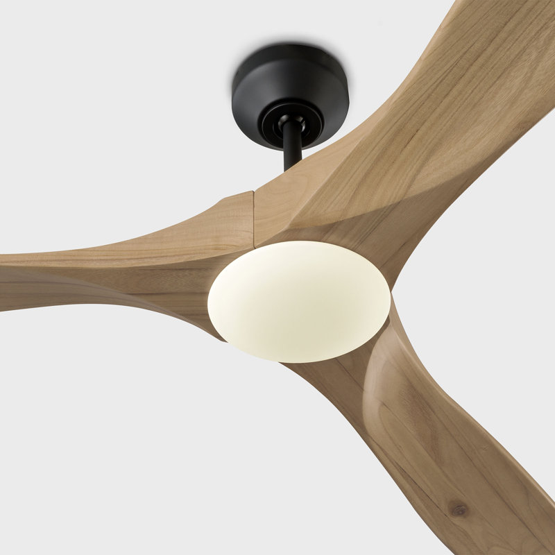 Maverick Smart 70 LED Indoor Ceiling Fan with Threaded Downrod, blades and Handheld Remote, Midnight Black, Natural Honey